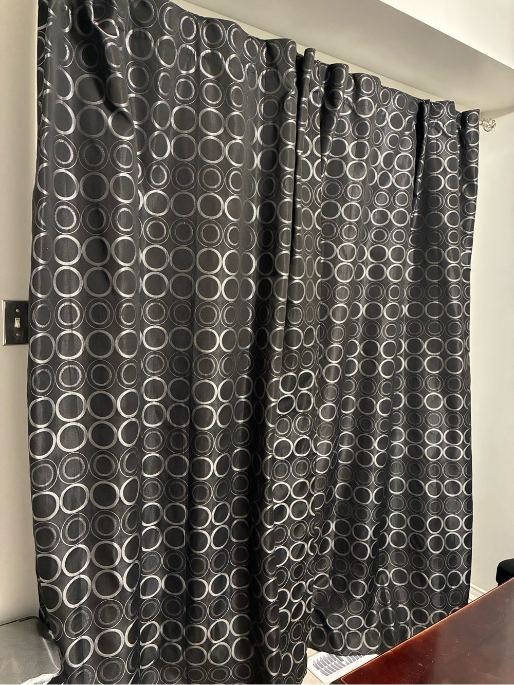 Black Circles Jacquard 2 Curtain Panels